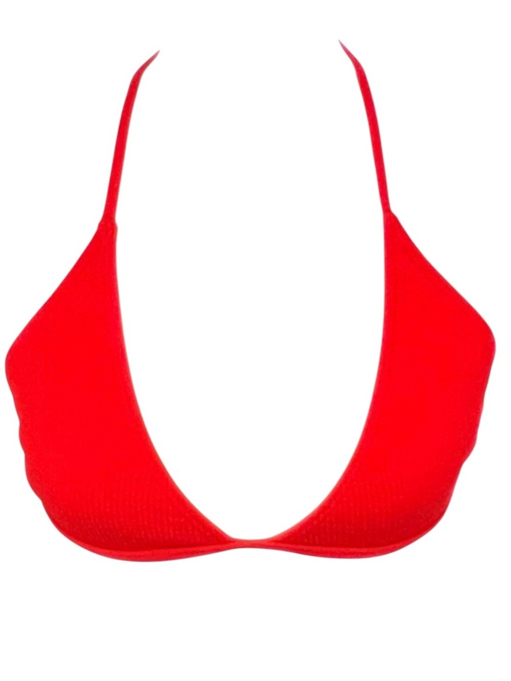 NEW Zaful Red Orange Ribbed Classic Triangle Beach Surf Halter Tie Bikini Top 6